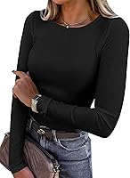 ANRABESS Women Long Sleeve Shirts Rib Knit Slim Fit Tops Basic Tee 2025 Fall Outfits Casual T-Shirt Underscrubs Layer...